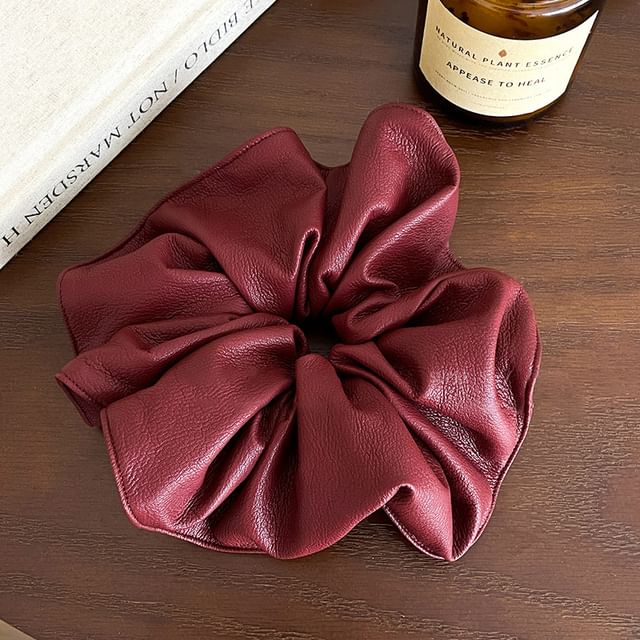 Faux Leather Plain Scrunchie