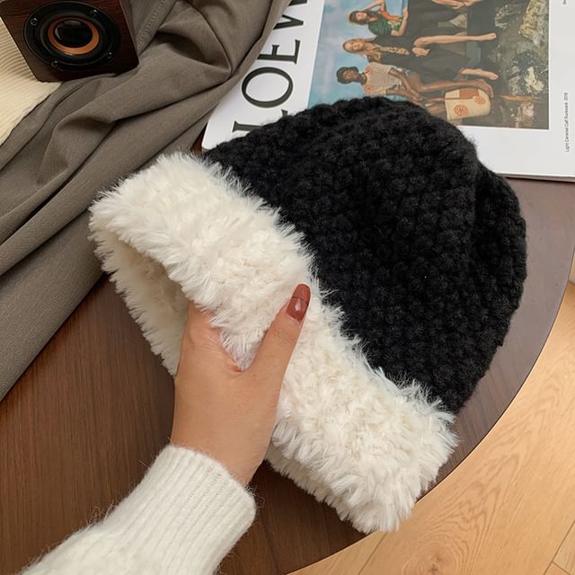 Faux Fur Knit Beanie