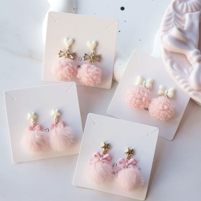 Pom Pom Drop Earring / Clip-On Earring