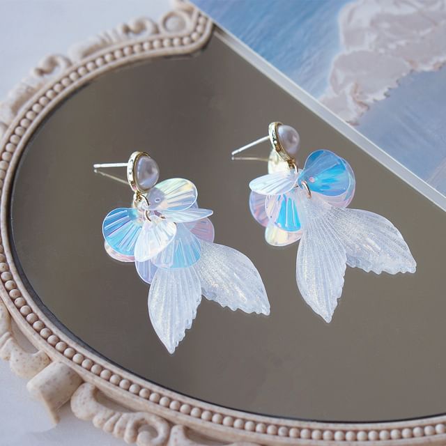 / Tail Drop Pearl Mermaid Clip-On Earring Faux