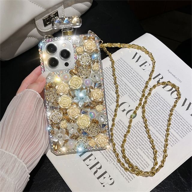 Rhinestone Lanyard Case Phone Galaxy Rose