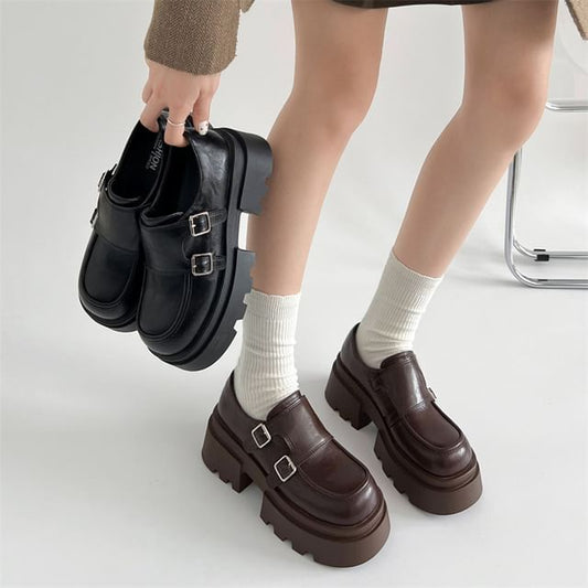 Strap Monk Loafers Platform