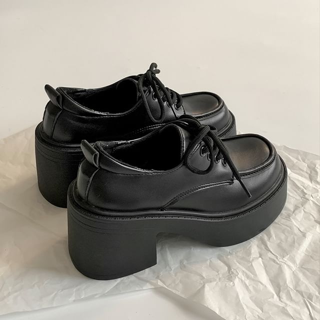 Heel Lace-Up Shoes Chunky Derby Platform