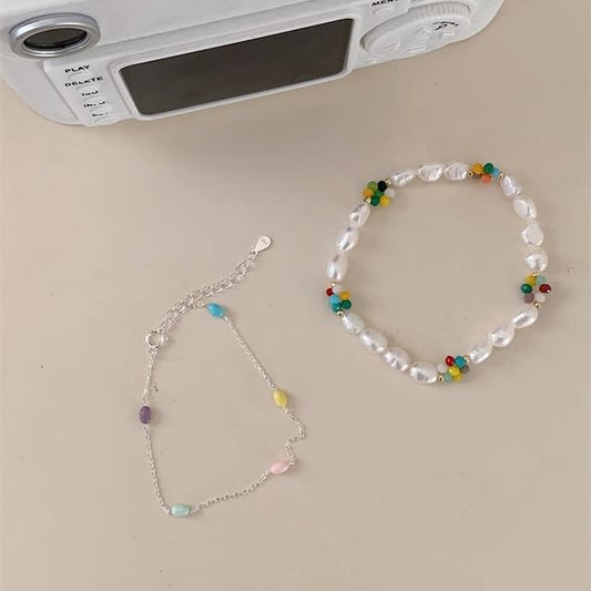 Freshwater Sterling S925 Bracelet Silver / Bead Pearl