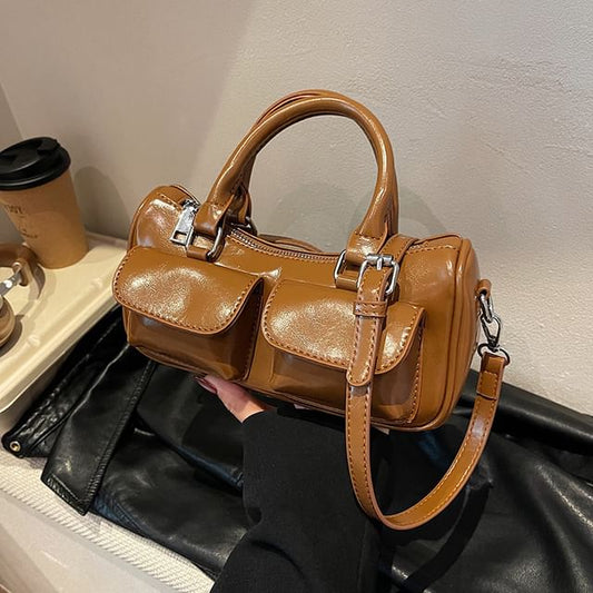 Faux Leather Multi-Pocket Crossbody Bag