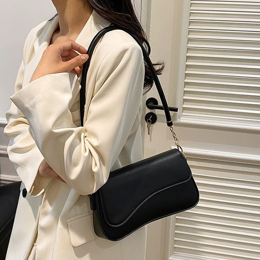 Faux Shoulder Leather Asymmetrical Bag