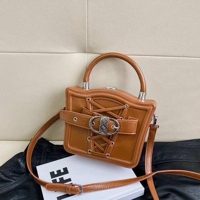 Crossbody Buckled Lace-Up Bag