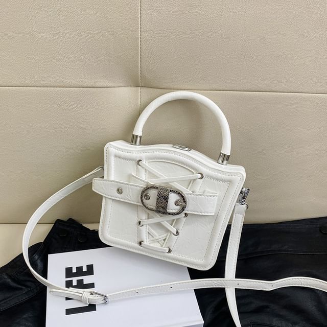 Crossbody Buckled Lace-Up Bag