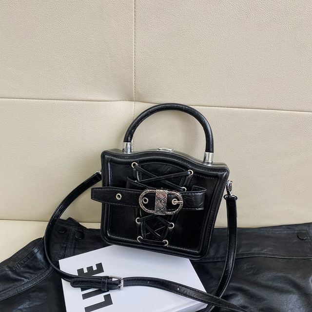 Crossbody Buckled Lace-Up Bag