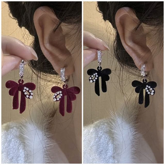 Earring Rhinestone Bowknot Drop