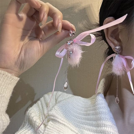 Rhinestone Dangle Earring Bowknot