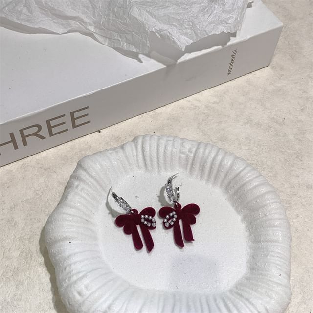 Earring Rhinestone Bowknot Drop