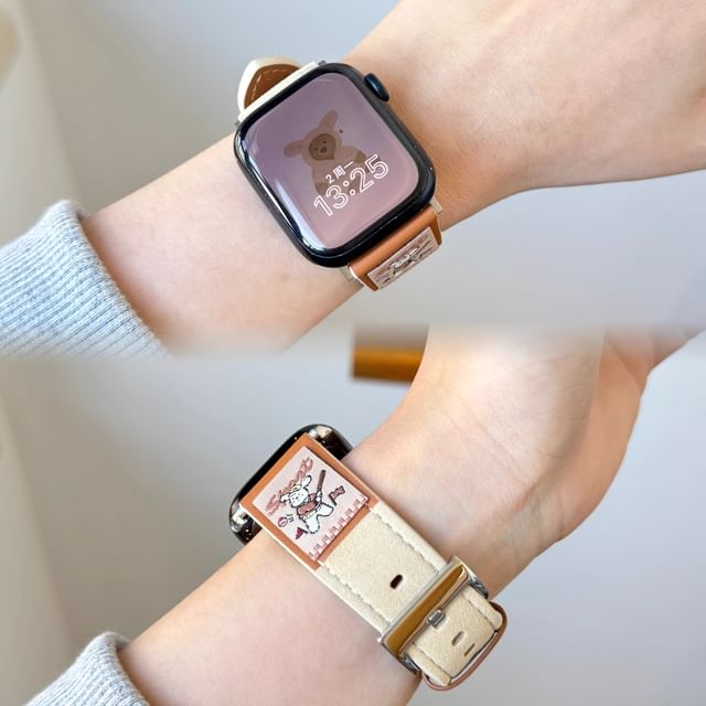 Apple Animal Genuine Watch Band Embroidered Leather