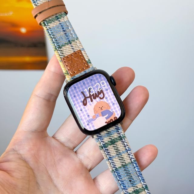 Plaid Band Watch Apple Fabric