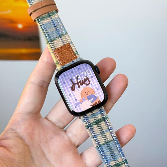 Plaid Band Watch Apple Fabric