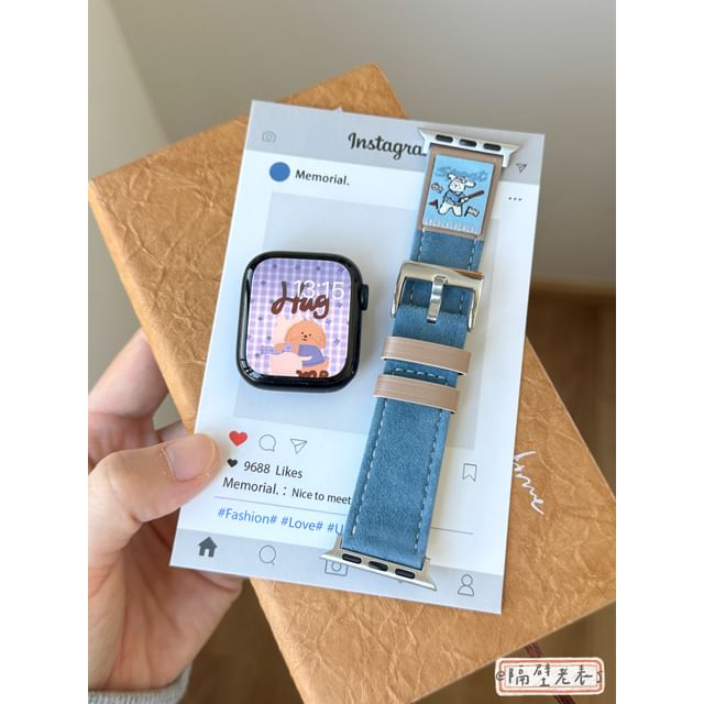 Apple Animal Genuine Watch Band Embroidered Leather