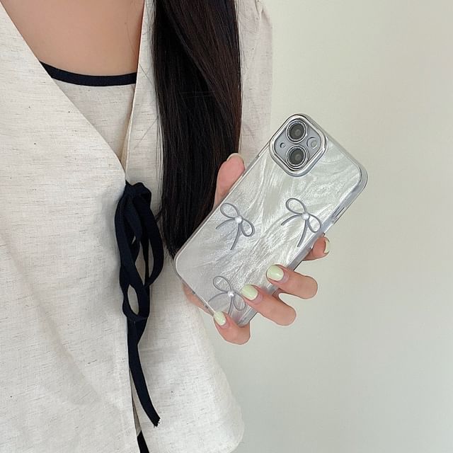 Phone Pearl Bow Case Faux