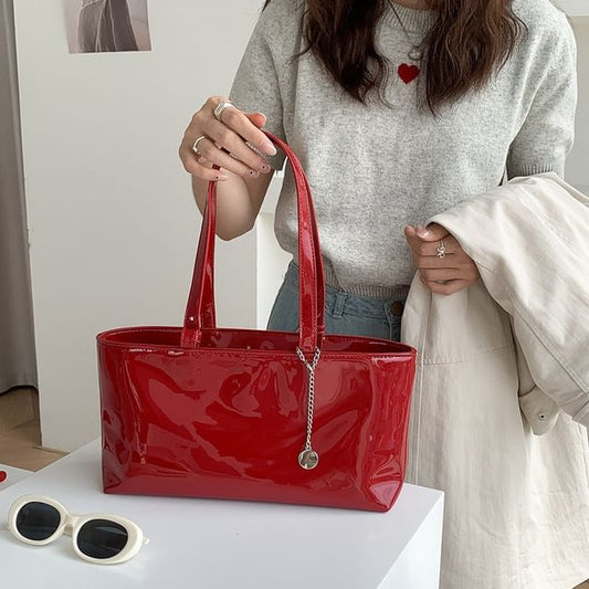 Plain Faux Leather Bag Tote
