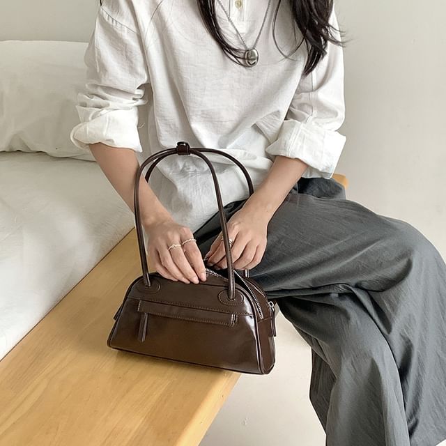 Bowler Faux Leather Plain Bag