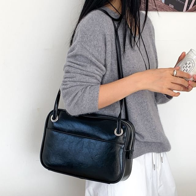 Plain Leather Bag Tote Faux