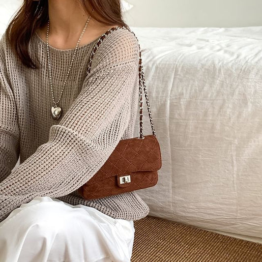 Strap Flap Quilted Chain Bag Crossbody