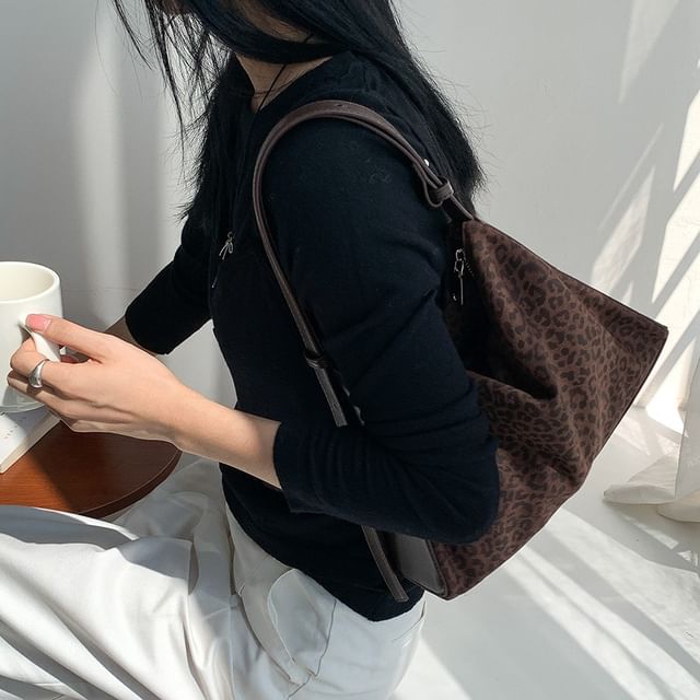 Print Leopard Faux Crossbody Leather Bag