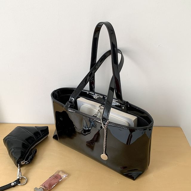 Plain Faux Leather Bag Tote