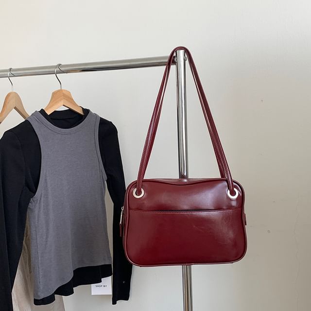 Plain Leather Bag Tote Faux