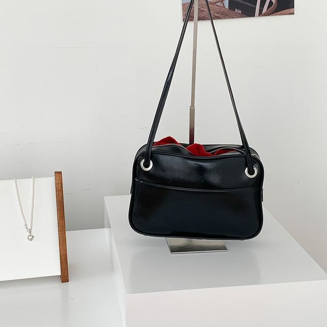 Plain Leather Bag Tote Faux