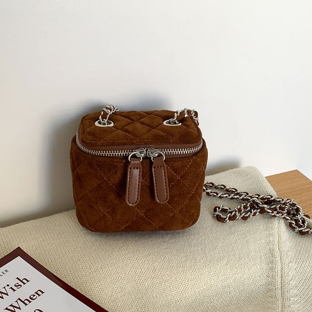 Chain Velvet Quilted Bag Crossbody Strap