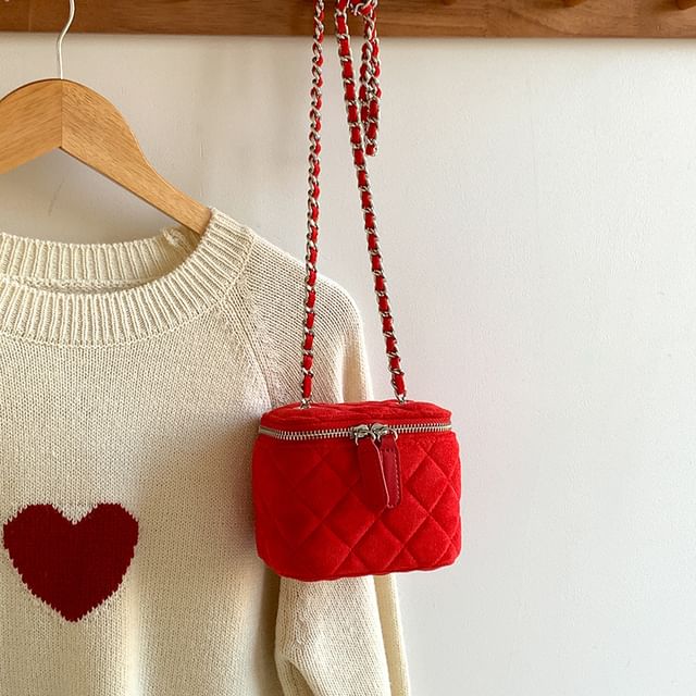 Chain Velvet Quilted Bag Crossbody Strap