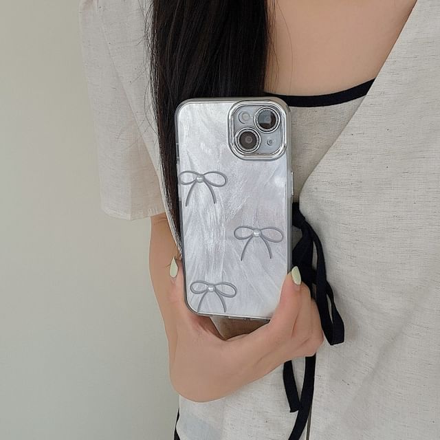 Phone Pearl Bow Case Faux
