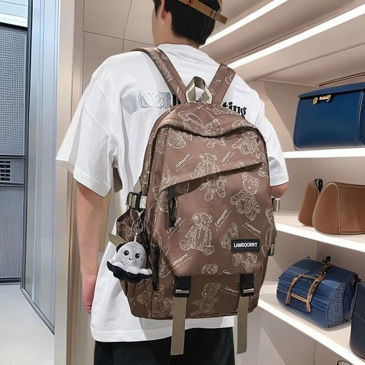 Backpack Print Buckled Nylon Bear