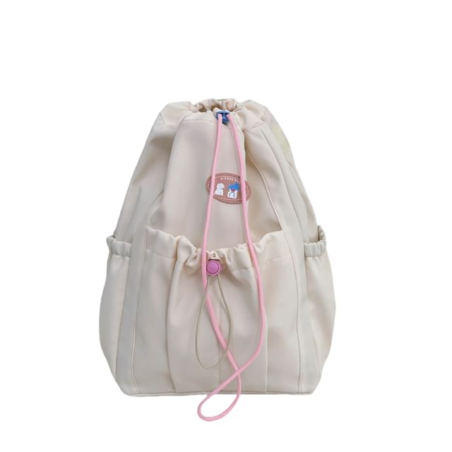 Nylon Applique Drawstring Backpack