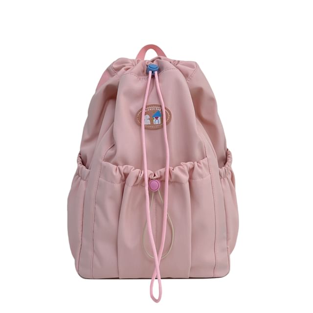Nylon Applique Drawstring Backpack