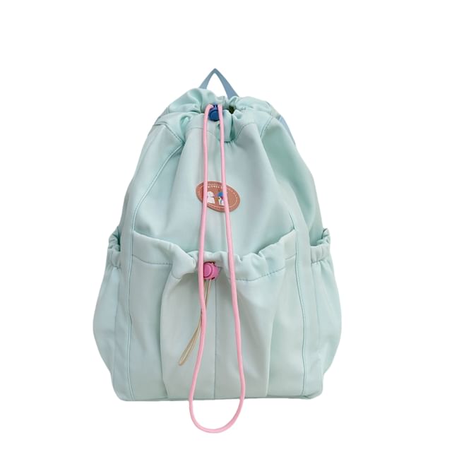 Nylon Applique Drawstring Backpack