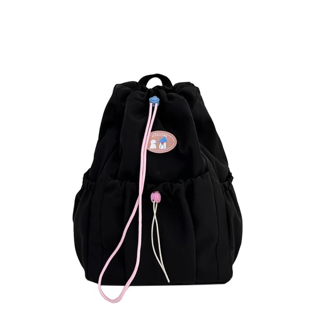 Nylon Applique Drawstring Backpack