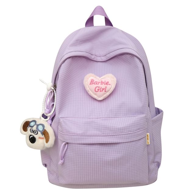 Brooch Backpack Set Plaid / Nylon