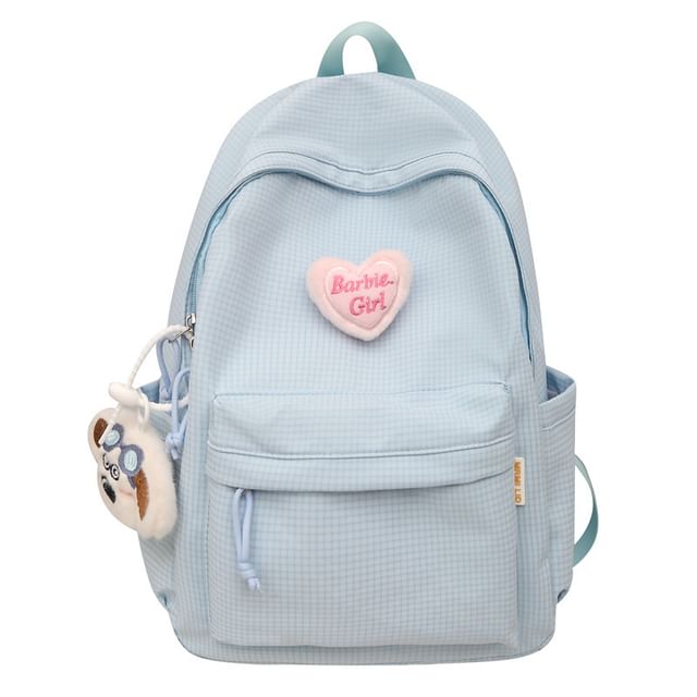 Brooch Backpack Set Plaid / Nylon