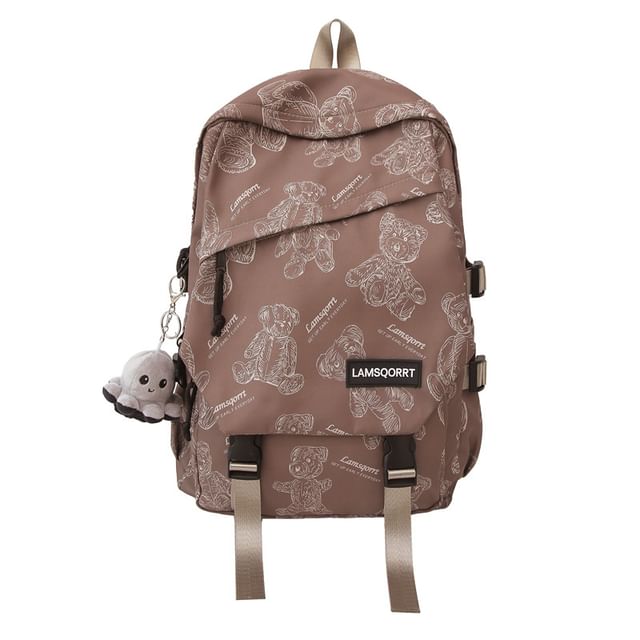 Backpack Print Buckled Nylon Bear
