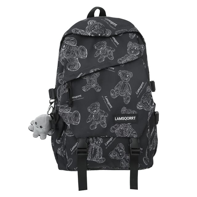 Backpack Print Buckled Nylon Bear