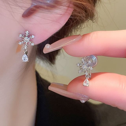 CZ Earring Drop Snowflake