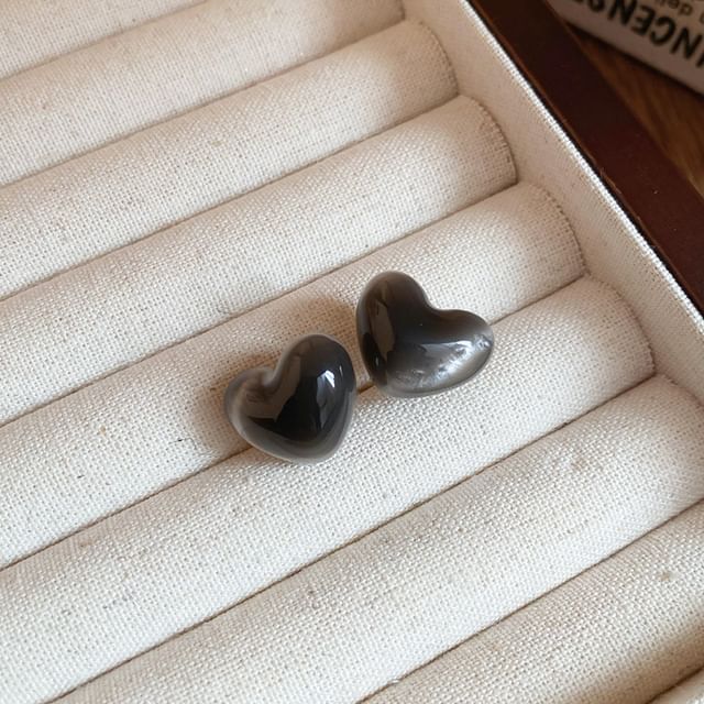 / Bead Heart Alloy Stud Earring