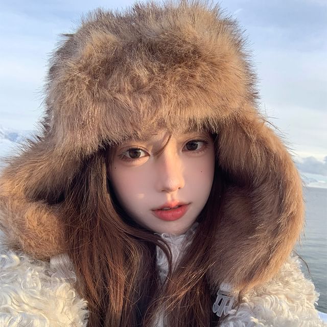 Hat Fluffy Trapper Plain