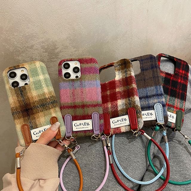 Strap Phone Case Plaid