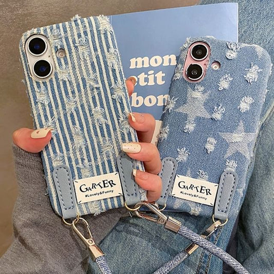 Case Set Distressed / Strap Denim Phone