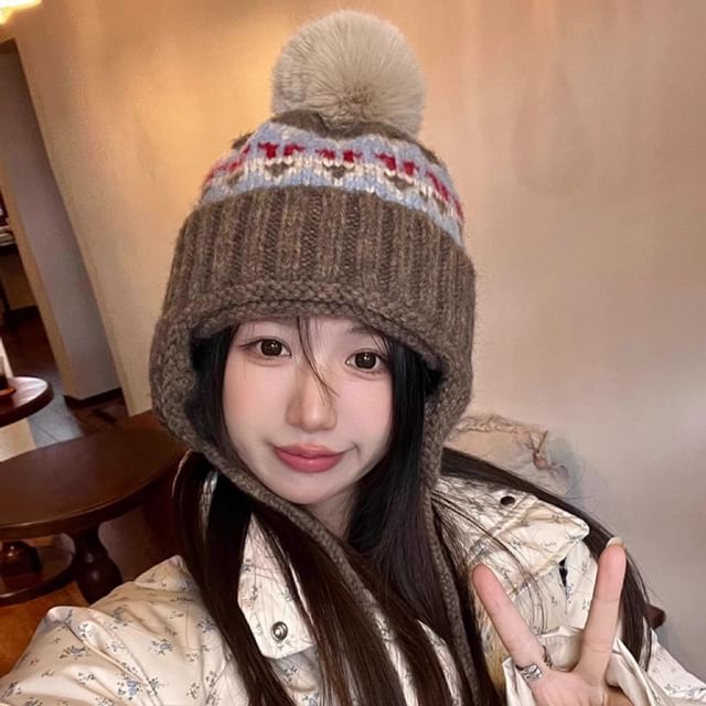 Trapper Knit Hat Pom