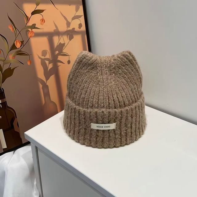 Lettering Beanie Knit Applique