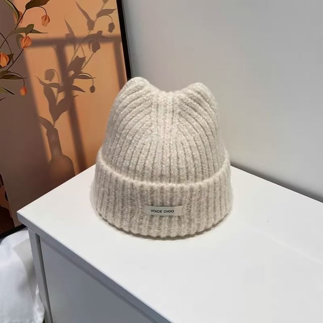 Lettering Beanie Knit Applique