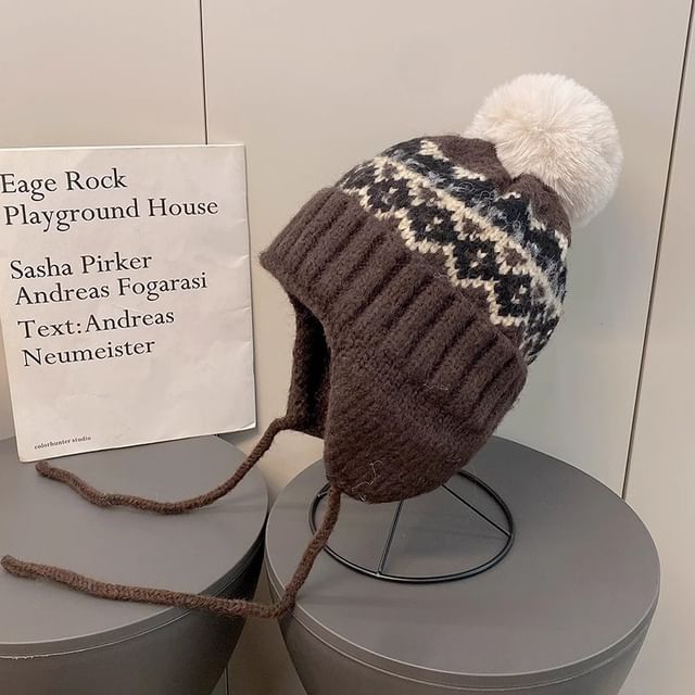 Trapper Knit Hat Pom